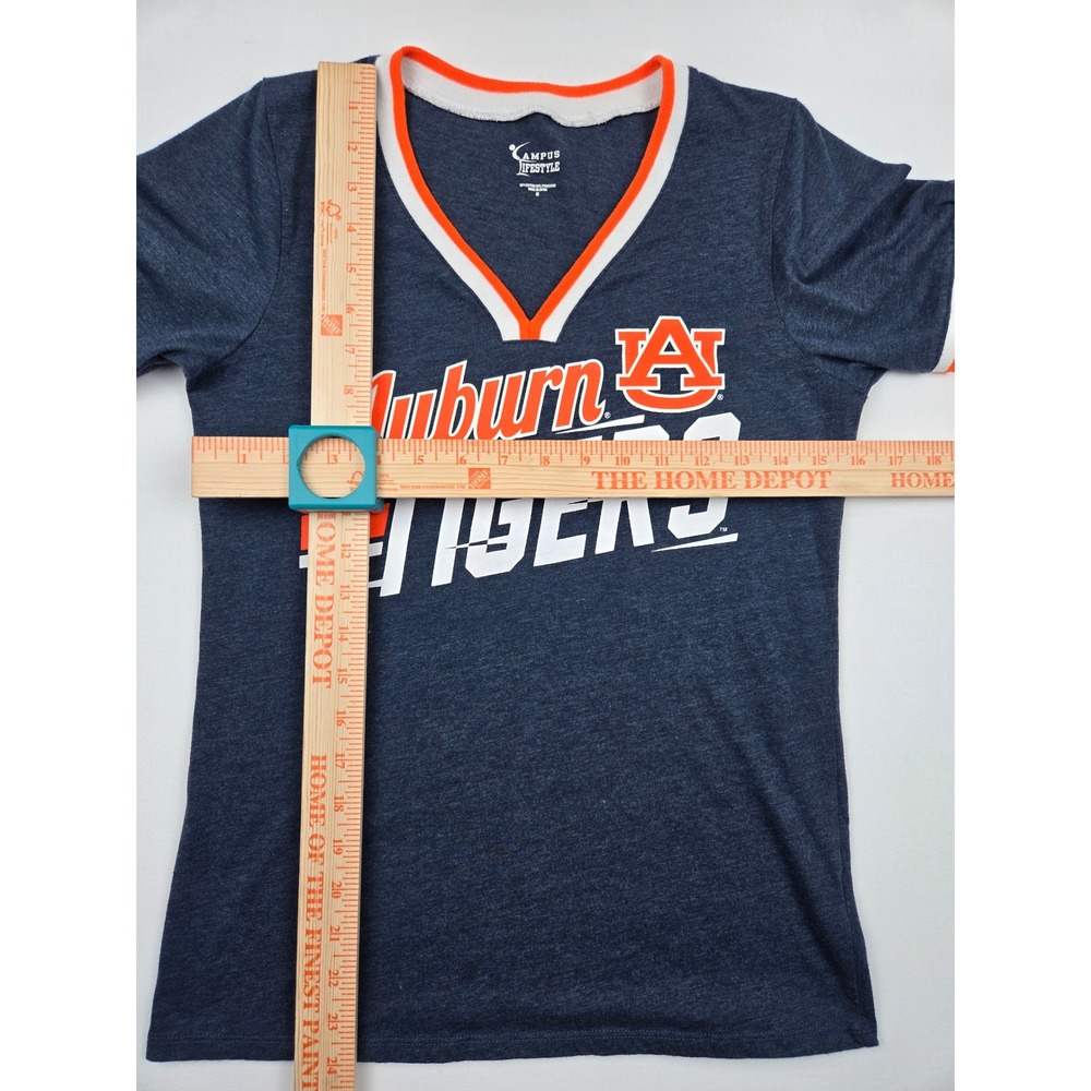 Campus Lifestyle Auburn Tigers V Neck T Shirt Womens Medium Blue‎ Orange - Picture 3 of 6